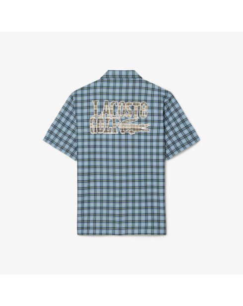 Golfshirt met normale pasvorm, UV-bescherming, kalksteen/marineblauw