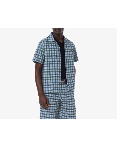 Golfshirt met normale pasvorm, UV-bescherming, kalksteen/marineblauw