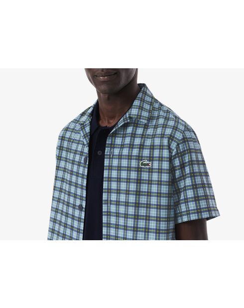 Golfshirt met normale pasvorm, UV-bescherming, kalksteen/marineblauw