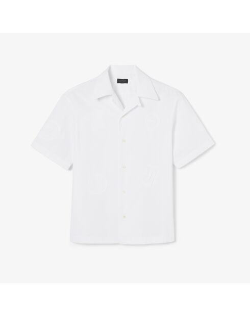 Camisa de corte holgado con insignias blancas de desfile