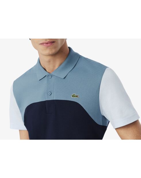 Polo L.12.12 regular fit met kleurvlakken marineblauw/limestone-creek