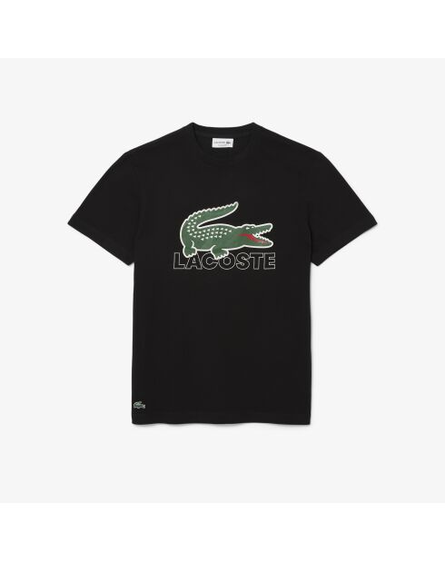 Regulär geschnittenes T-Shirt aus leichter Baumwolle mit schwarzem Aufdruck