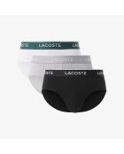 Set van 3 katoenen slips met zwart/wit-zilveren riem met gevlekt logo