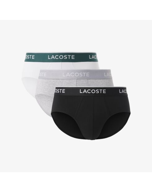 Set van 3 katoenen slips met zwart/wit-zilveren riem met gevlekt logo