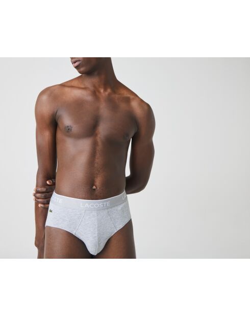 Set van 3 katoenen slips met zwart/wit-zilveren riem met gevlekt logo
