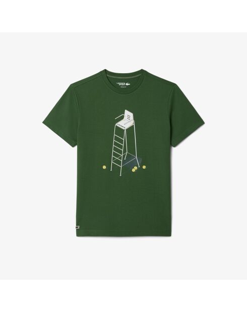 Heritage Tennis-T-Shirt mit grünem Aufdruck