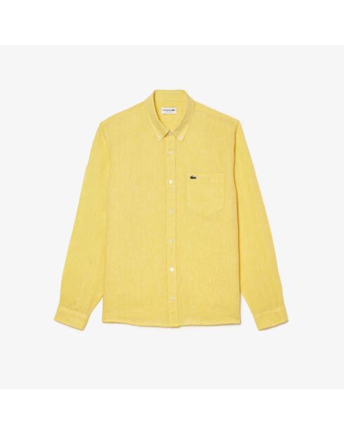 Chemise regular fit en lin jaune