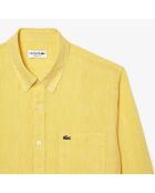 Chemise regular fit en lin jaune