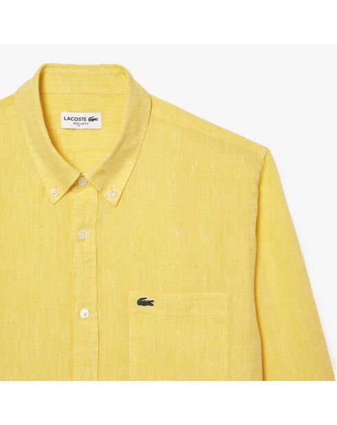 Chemise regular fit en lin jaune