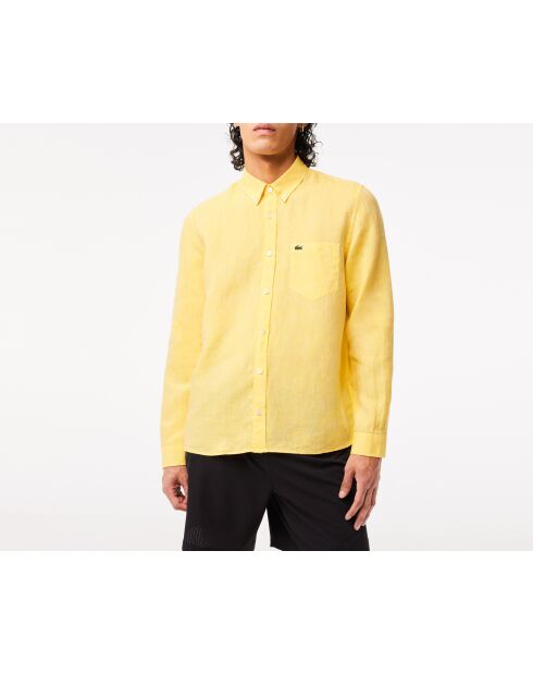 Chemise regular fit en lin jaune