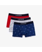 Confezione da 3 boxer corti firmati in metilene/argento/cina/rosso