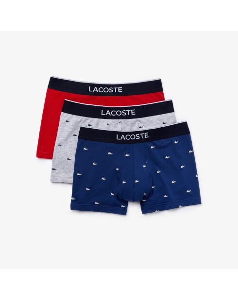 Lot de 3 boxers courts signature methylene/argent chine/rouge