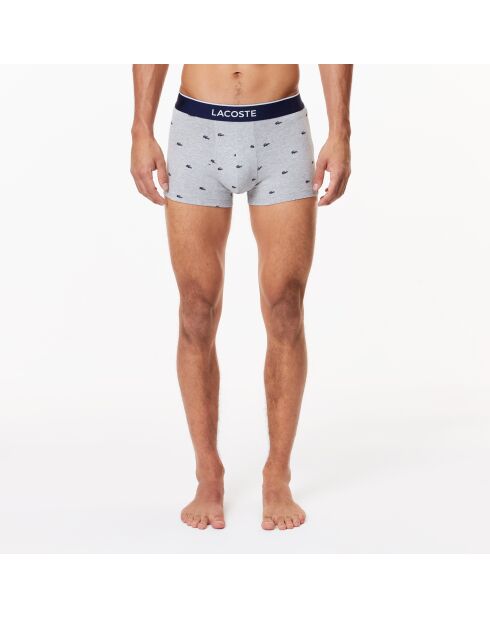 Lot de 3 boxers courts signature methylene/argent chine/rouge