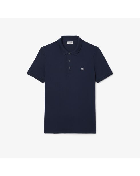 Slim-fit poloshirt van marineblauw minipiqué van stretch