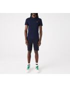 Slim-fit poloshirt van marineblauw minipiqué van stretch