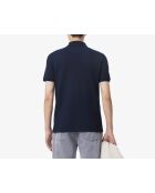 Slim-fit poloshirt van marineblauw minipiqué van stretch
