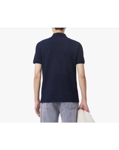 Slim-fit poloshirt van marineblauw minipiqué van stretch