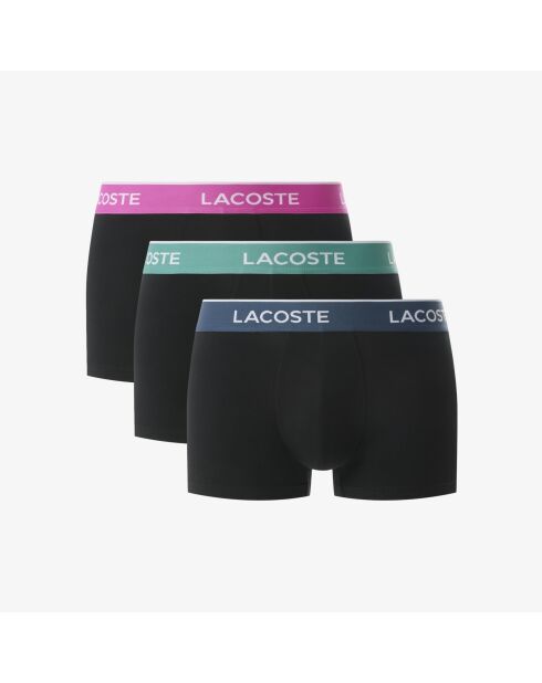 Lot de 3 boxers courts coton stretch noir/faucon-epicea-malva