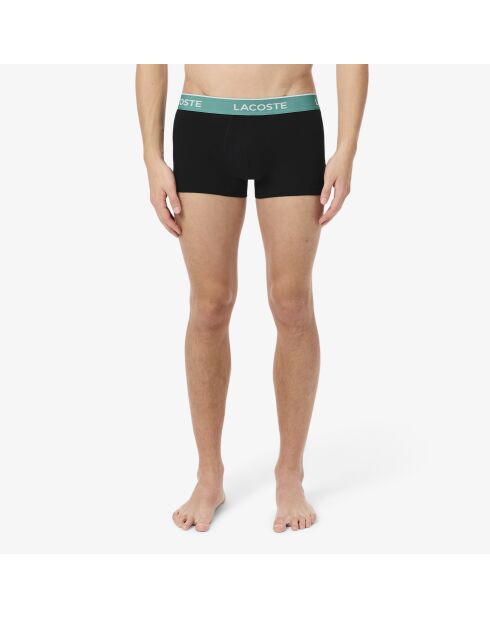 Lot de 3 boxers courts coton stretch noir/faucon-epicea-malva