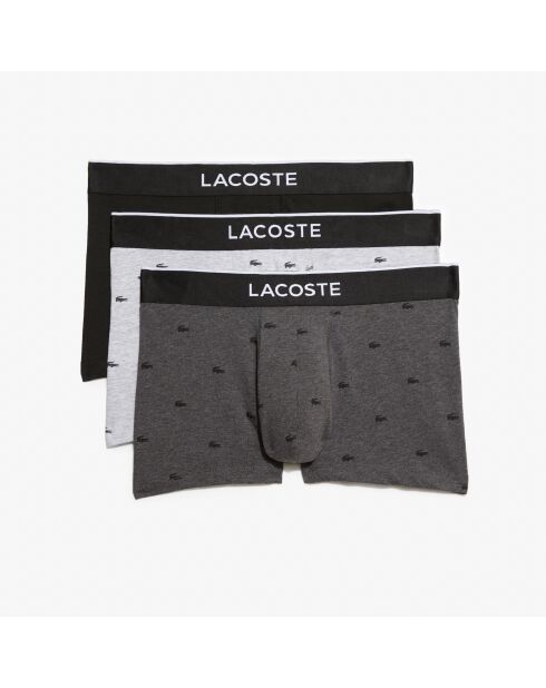 Lot de 3 boxers courts signature noir/bitume chiné/argenté