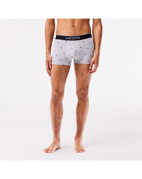 Lot de 3 boxers courts signature noir/bitume chiné/argenté