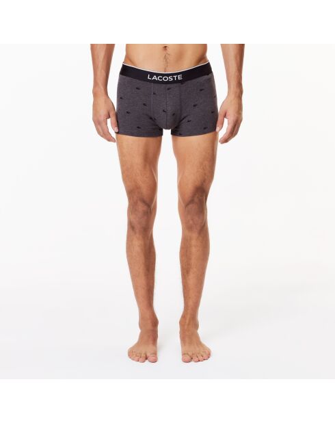 Lot de 3 boxers courts signature noir/bitume chiné/argenté