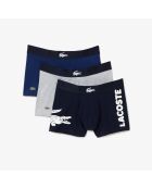 Lot de 3 boxers courts imprimé marine/blanc/argent chine
