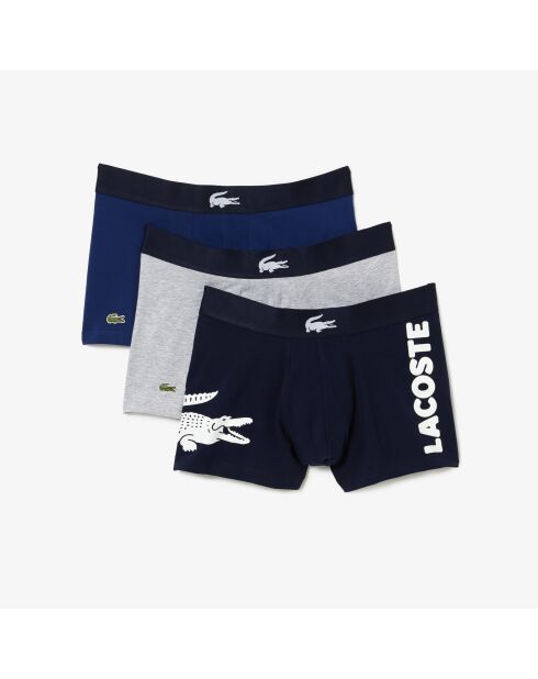 Lot de 3 boxers courts imprimé marine/blanc/argent chine
