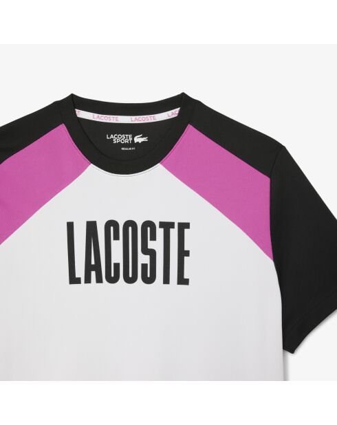 Sport-T-Shirt im Farbblock-Design in Weiß/Schwarz-Malva