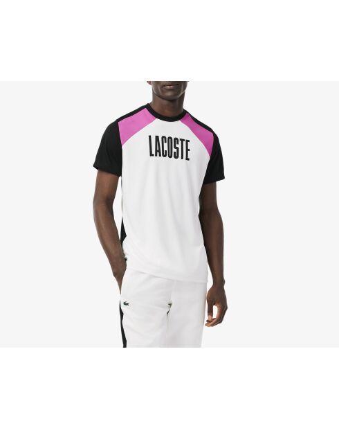 Sport-T-Shirt im Farbblock-Design in Weiß/Schwarz-Malva