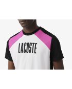 Sport-T-Shirt im Farbblock-Design in Weiß/Schwarz-Malva