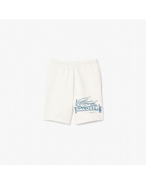 Katoenen fleeceshort met print van meel/kalksteen