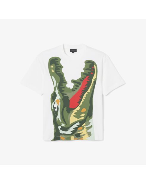 Wit/veelkleurig T-shirt met paradeprint met krokodillenprint