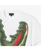 Weißes/mehrfarbiges Parade-T-Shirt mit Krokodildruck