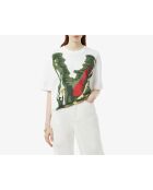 Weißes/mehrfarbiges Parade-T-Shirt mit Krokodildruck