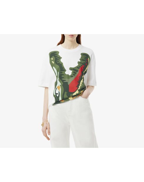 Wit/veelkleurig T-shirt met paradeprint met krokodillenprint