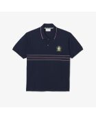 L.12.12 marineblauw geborduurd wapenschild met klassieke pasvorm