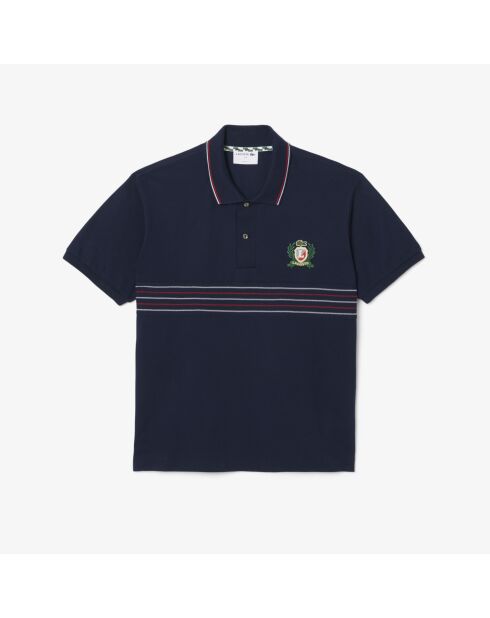 L.12.12 marineblauw geborduurd wapenschild met klassieke pasvorm