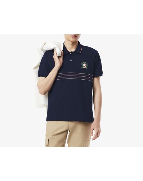 L.12.12 marineblauw geborduurd wapenschild met klassieke pasvorm