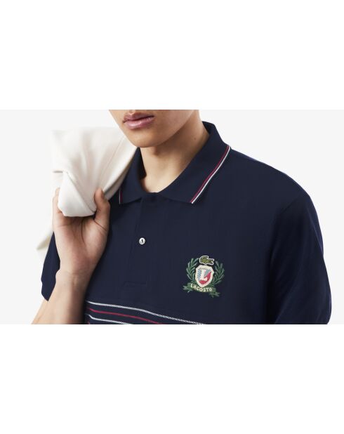 L.12.12 marineblauw geborduurd wapenschild met klassieke pasvorm