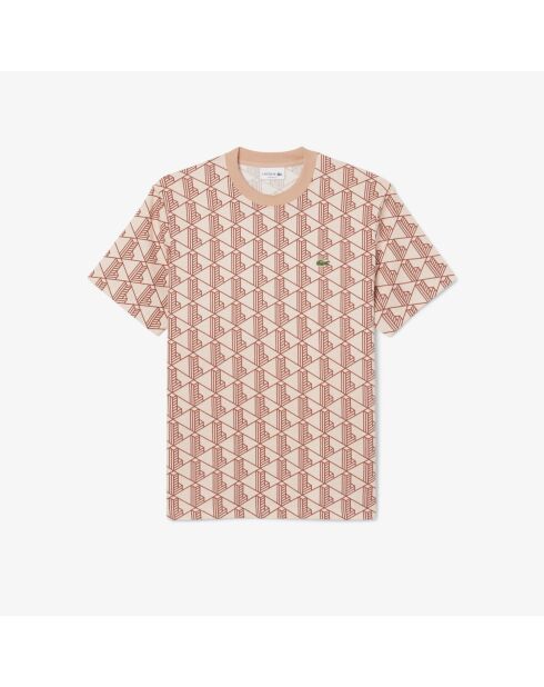 T-shirt coton monogramme latte/iberis