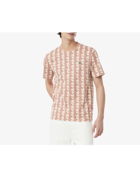 T-shirt coton monogramme latte/iberis