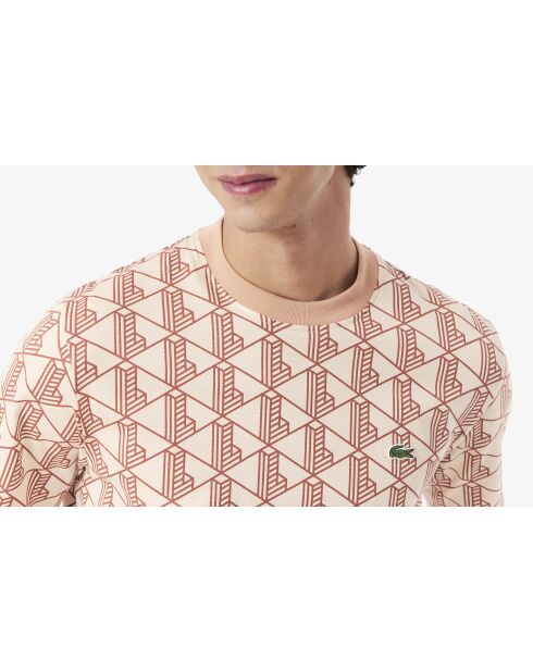 T-shirt coton monogramme latte/iberis