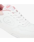 Sneakers classiche in pelle bianca/rosa 49SFA0063