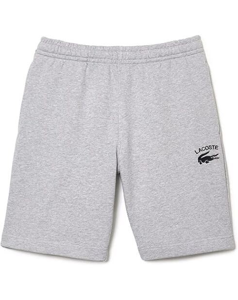 Silberne, melierte, doppelseitige Jerseyshorts in regulärer Passform