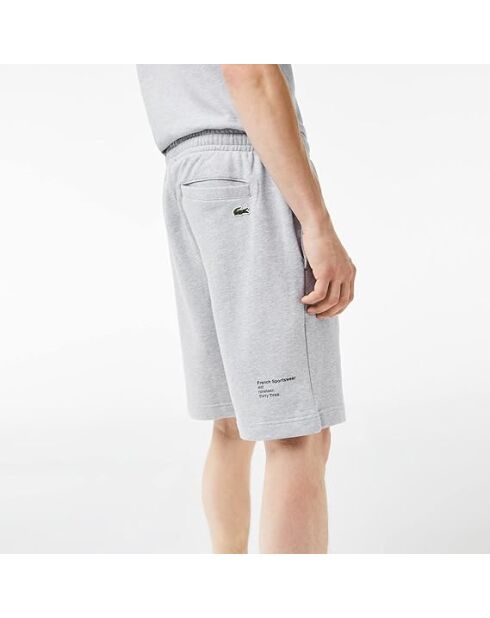 Silberne, melierte, doppelseitige Jerseyshorts in regulärer Passform