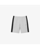 Melierte Baumwollfleece-Shorts mit Farbblockmuster in Silber/Schwarz