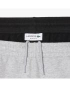 Melierte Baumwollfleece-Shorts mit Farbblockmuster in Silber/Schwarz