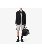 Melierte Baumwollfleece-Shorts mit Farbblockmuster in Silber/Schwarz