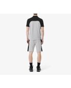 Melierte Baumwollfleece-Shorts mit Farbblockmuster in Silber/Schwarz